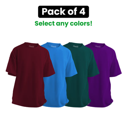 Pack of 4 Oversized Drop Shoulder T shirts