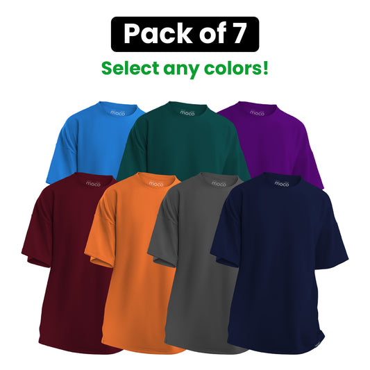 Pack of 7 Oversized Drop Shoulder T shirts